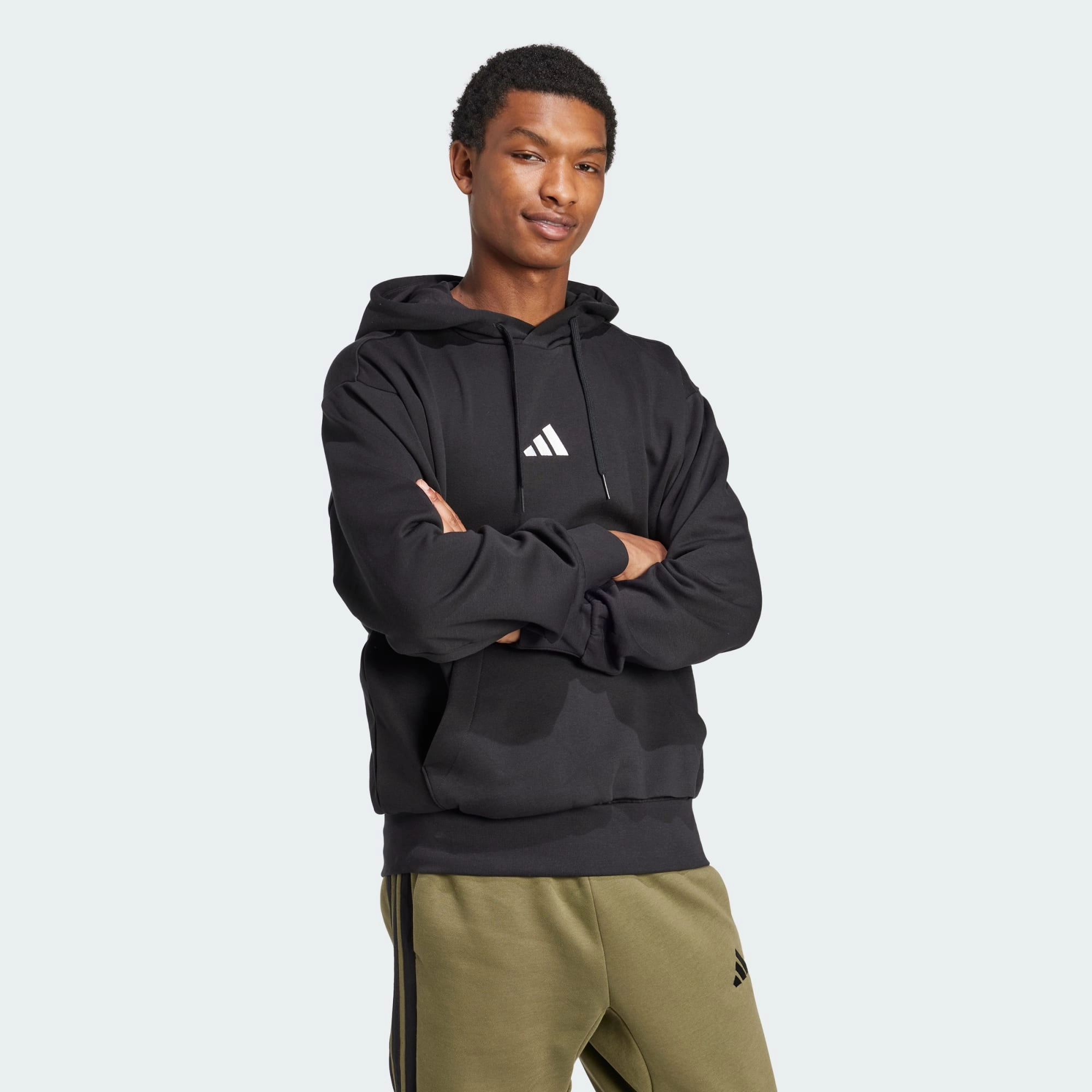 ADIDAS MEN'S FEELCOZY FLEECE BLACK HOODIE