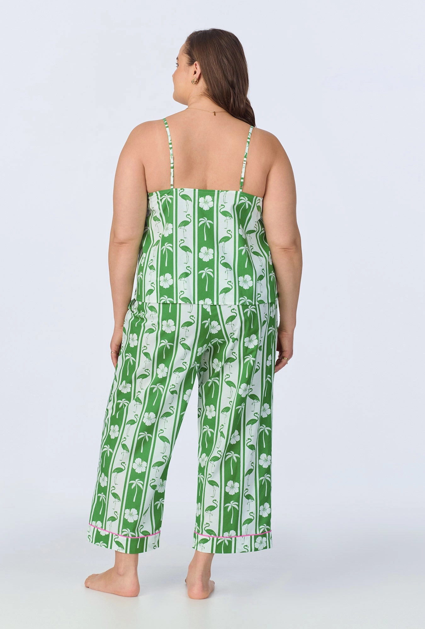 Aloha Stripe Cami Woven Cotton Poplin Cropped PJ Set