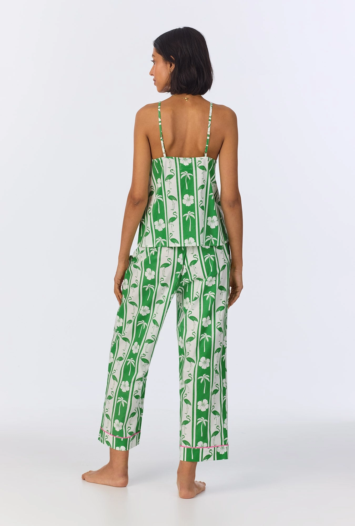 Aloha Stripe Cami Woven Cotton Poplin Cropped PJ Set