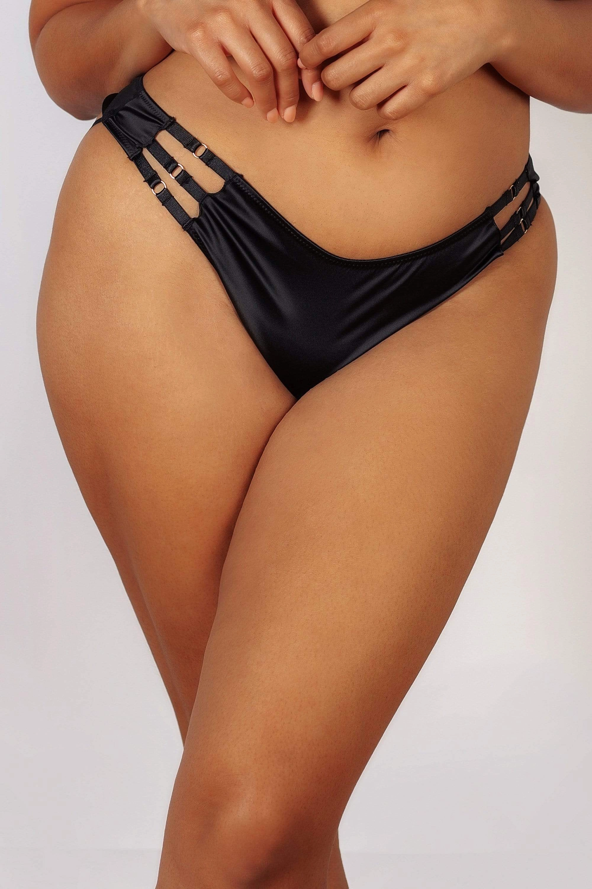 Ava Black Strappy Open Back Brief