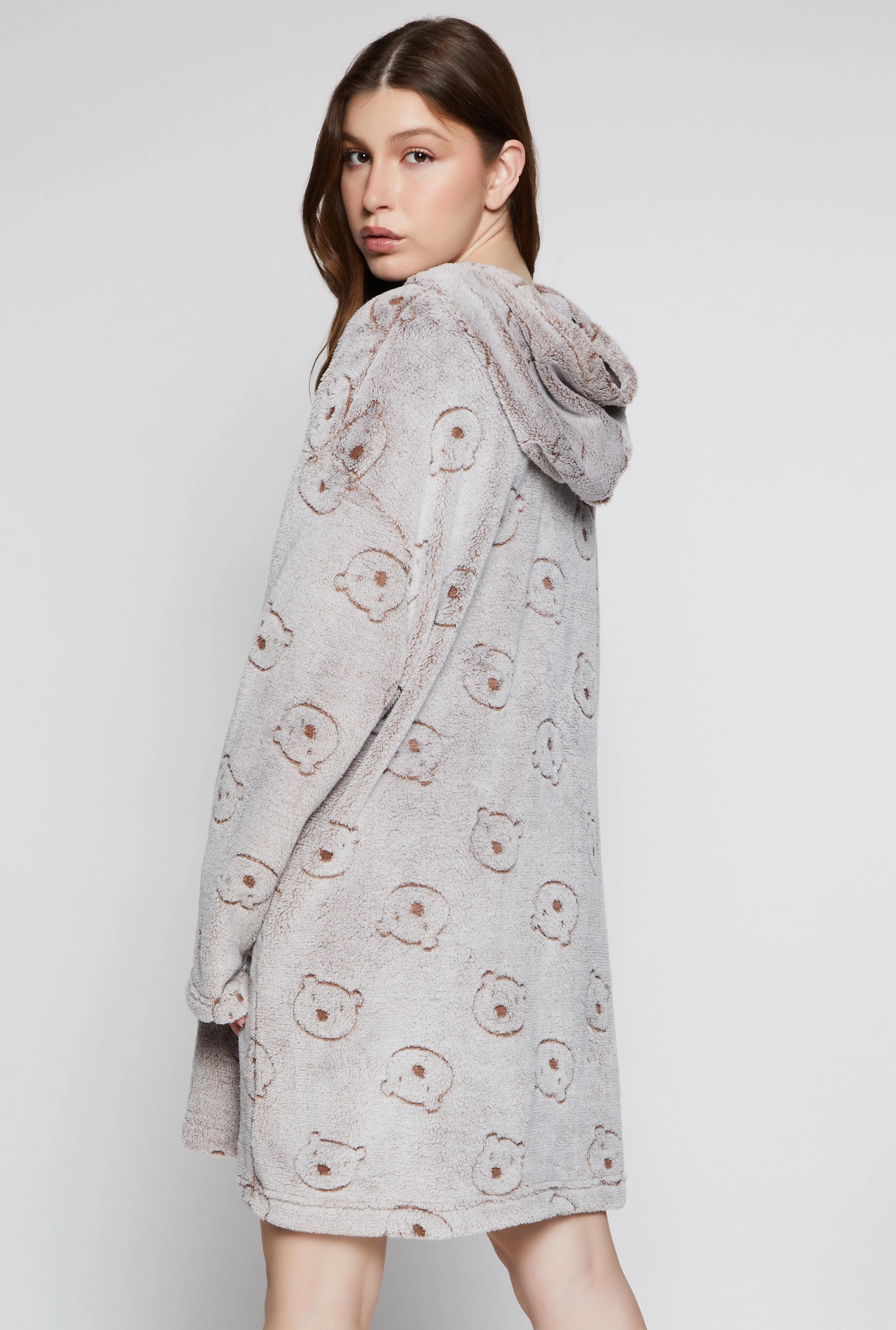 Bear Print Blanket Hoodie