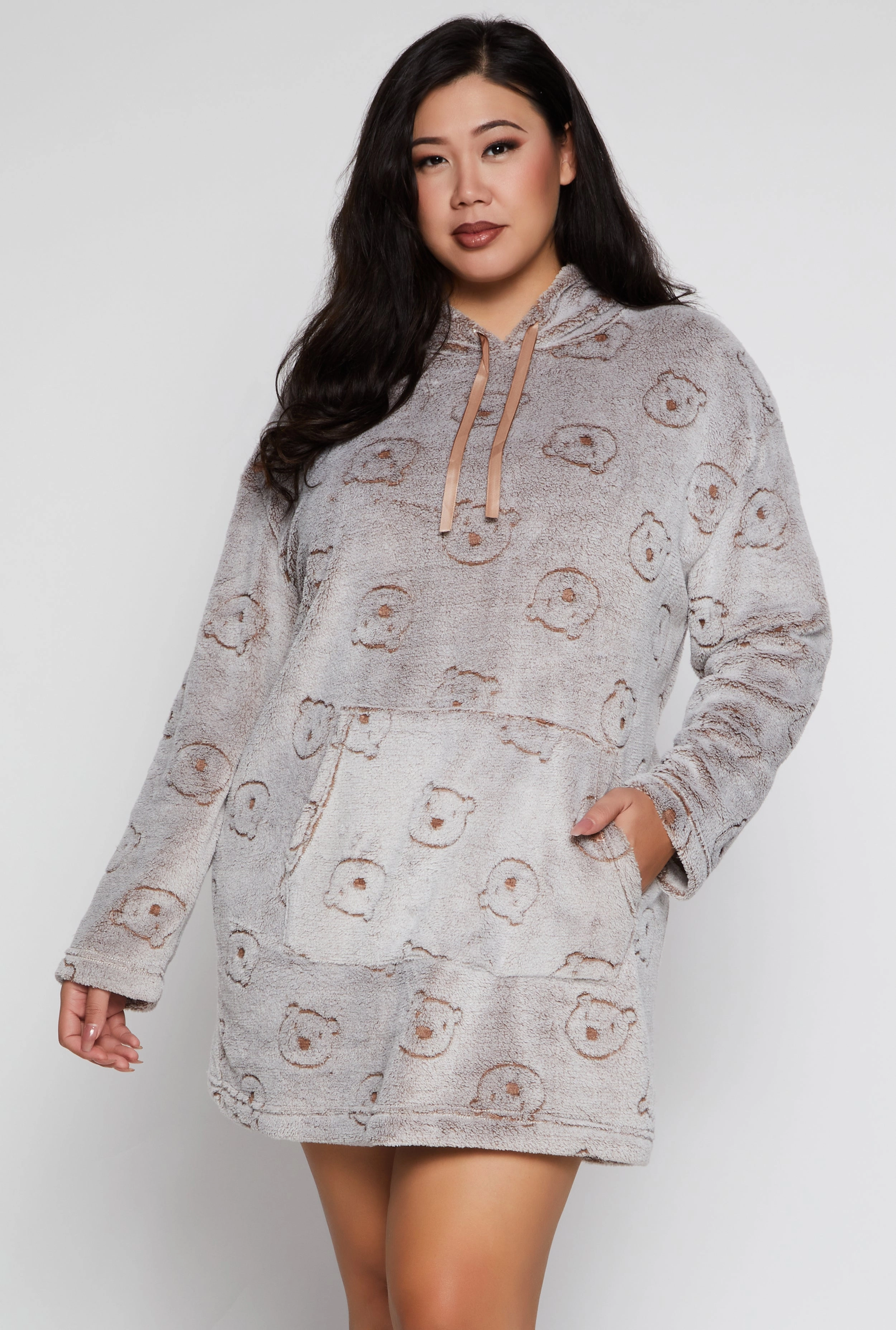 Bear Print Blanket Hoodie