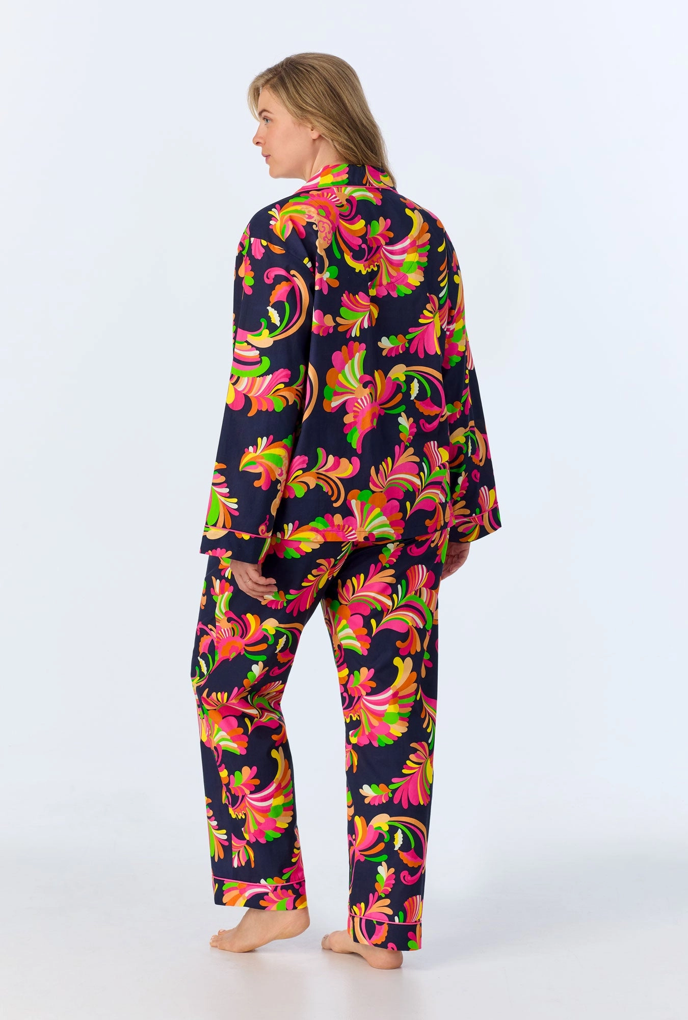 BedHead x Trina Turk Theodora Long Sleeve Classic Woven Cotton Poplin PJ Set
