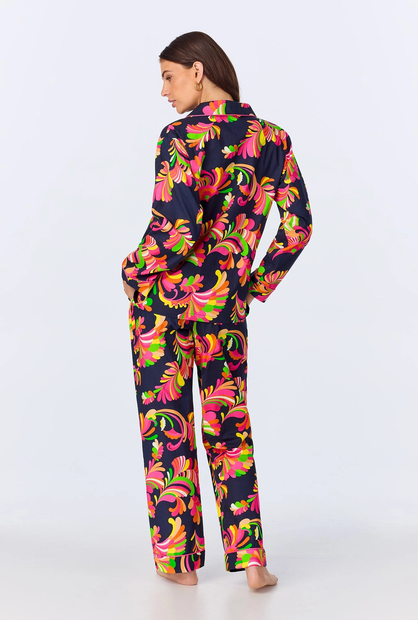 BedHead x Trina Turk Theodora Long Sleeve Classic Woven Cotton Poplin PJ Set