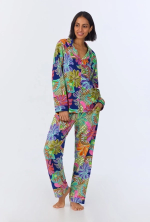 BedHead x Trina Turk Zanzibar Long Sleeve Classic Stretch Jersey PJ Set