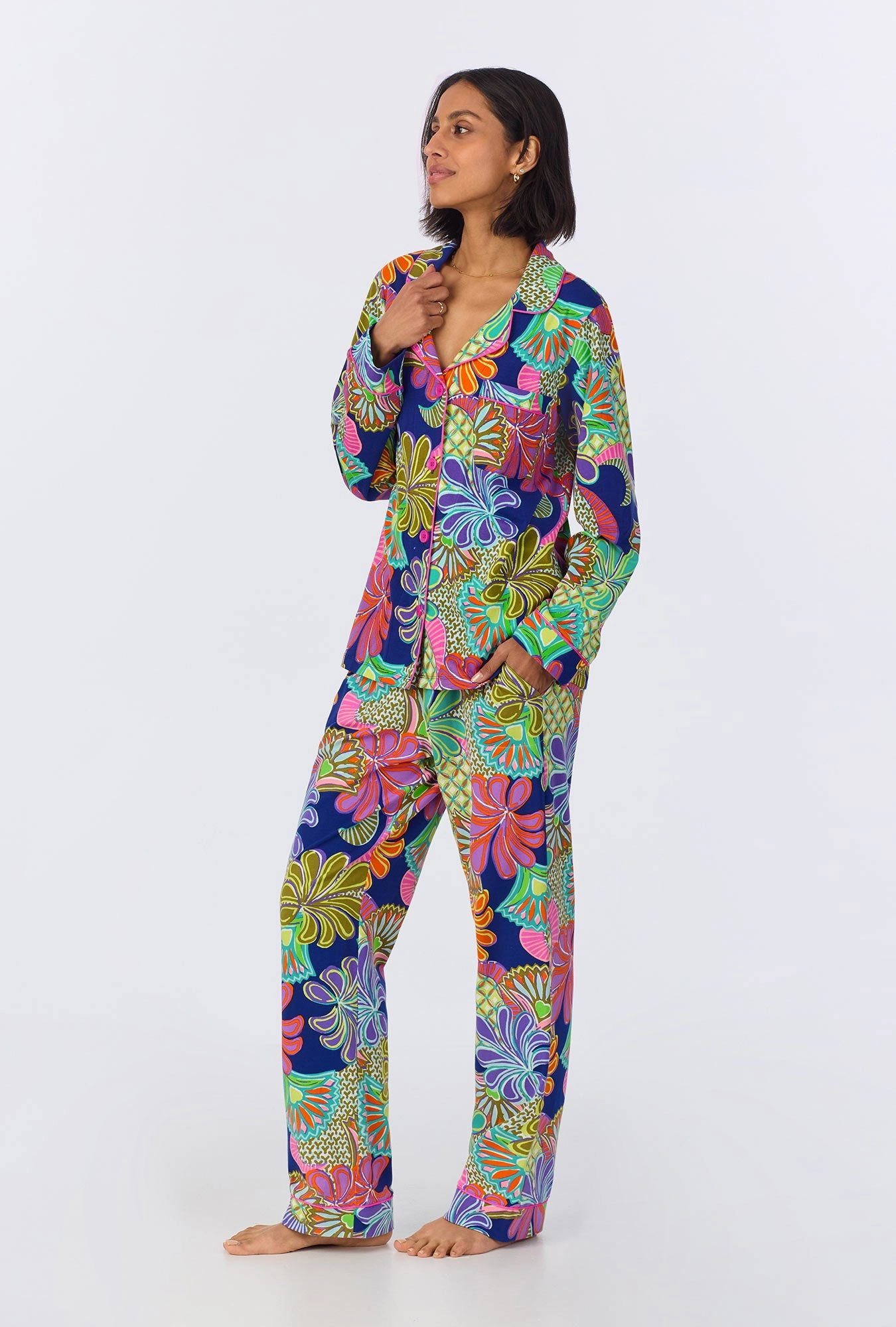 BedHead x Trina Turk Zanzibar Long Sleeve Classic Stretch Jersey PJ Set