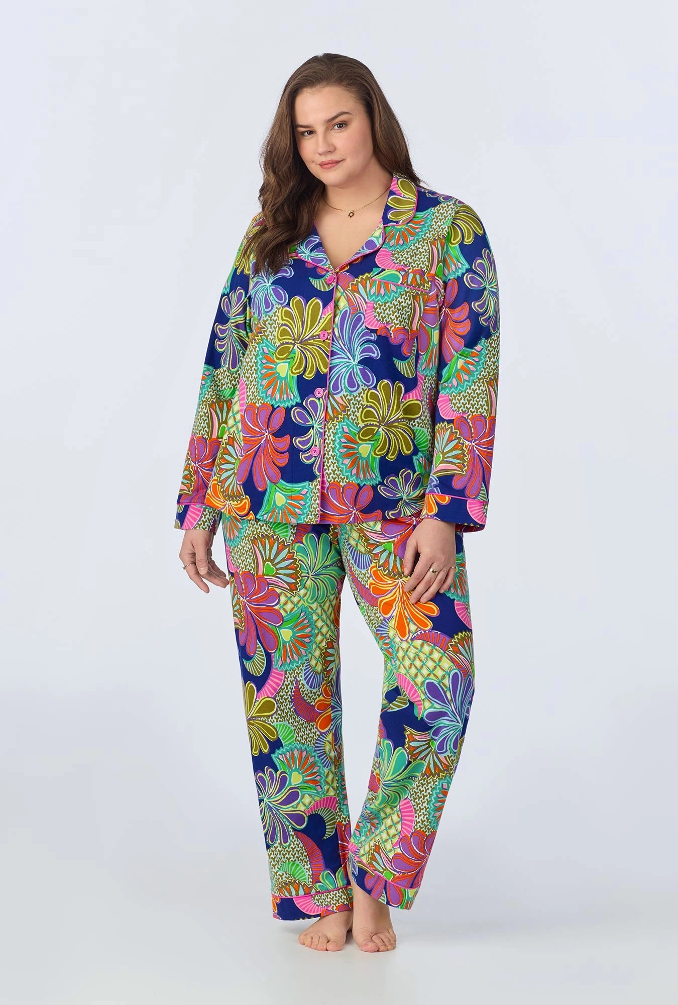BedHead x Trina Turk Zanzibar Long Sleeve Classic Stretch Jersey PJ Set
