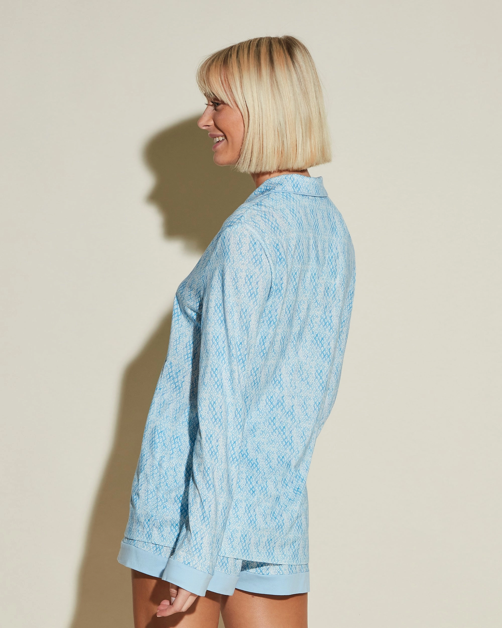 Bedrucktes Langärmeliges Top & Boxer Pyjama-Set