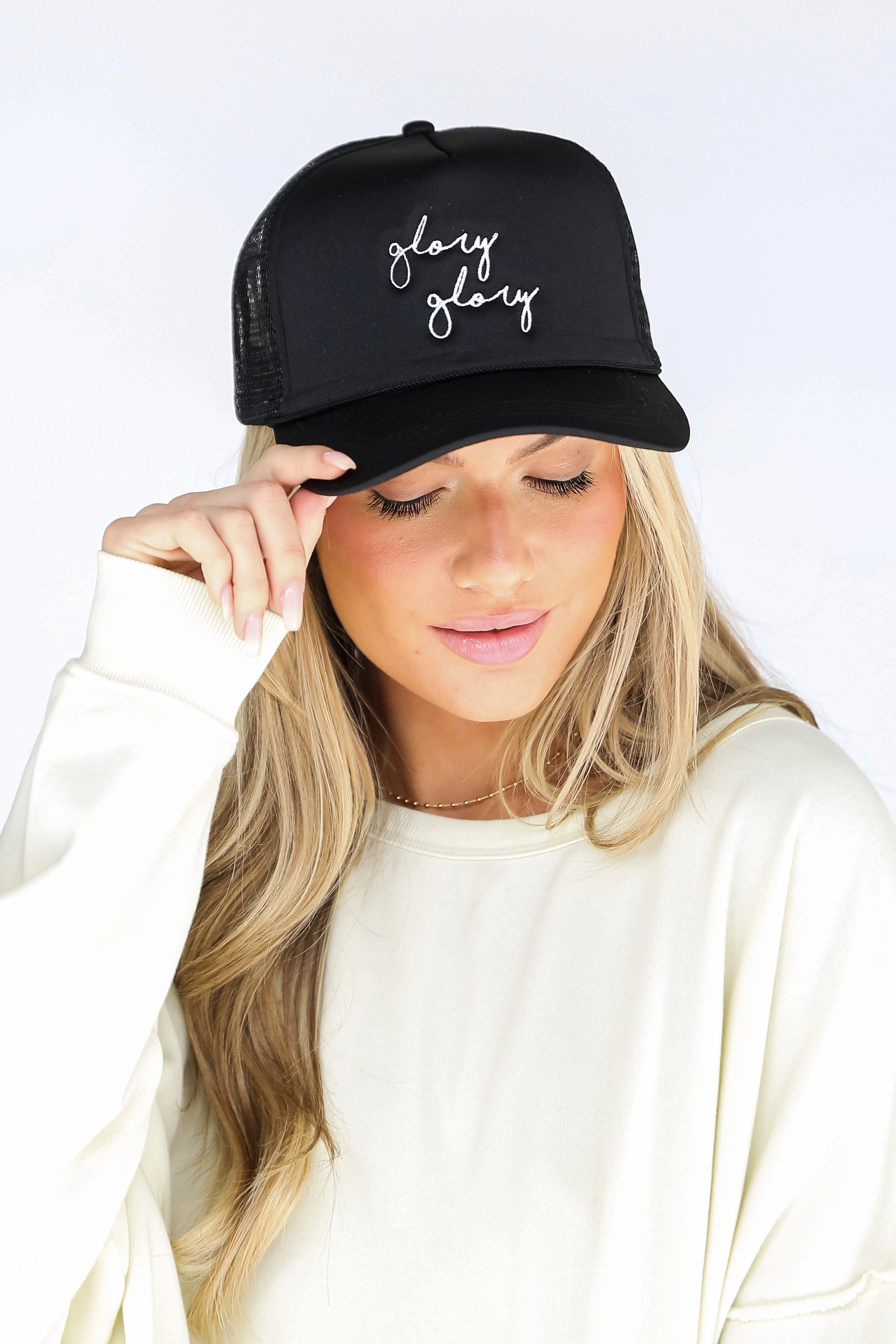 Black Glory Glory Embroidered Trucker Hat