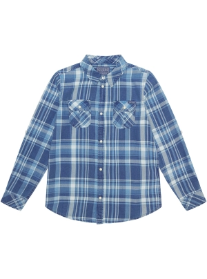 Blue Checked Long Sleeve Shirt (7-16)