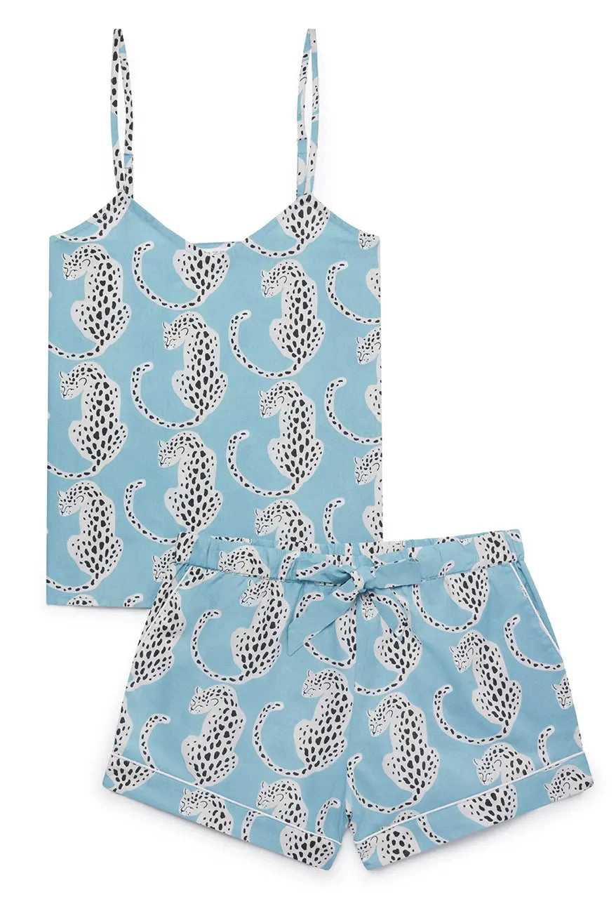 Blue Leopards Women's Cami Organic Cotton Short Set
