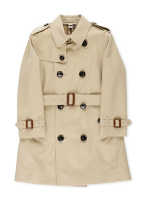 Burberry Kids Belted Gabardine Trench Coat