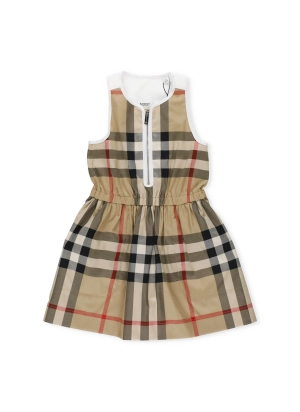 Burberry Kids Check Pattern Zipped Sleeveless Dress