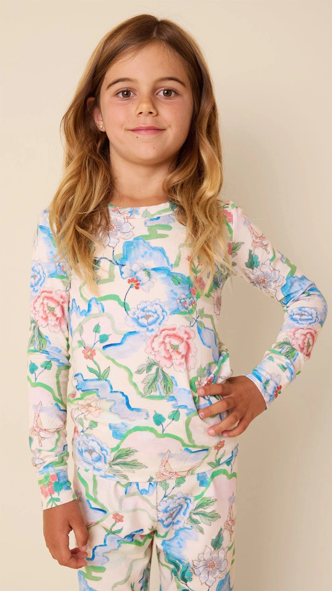 Butterfly Floral Pima Knit Kids Pajama