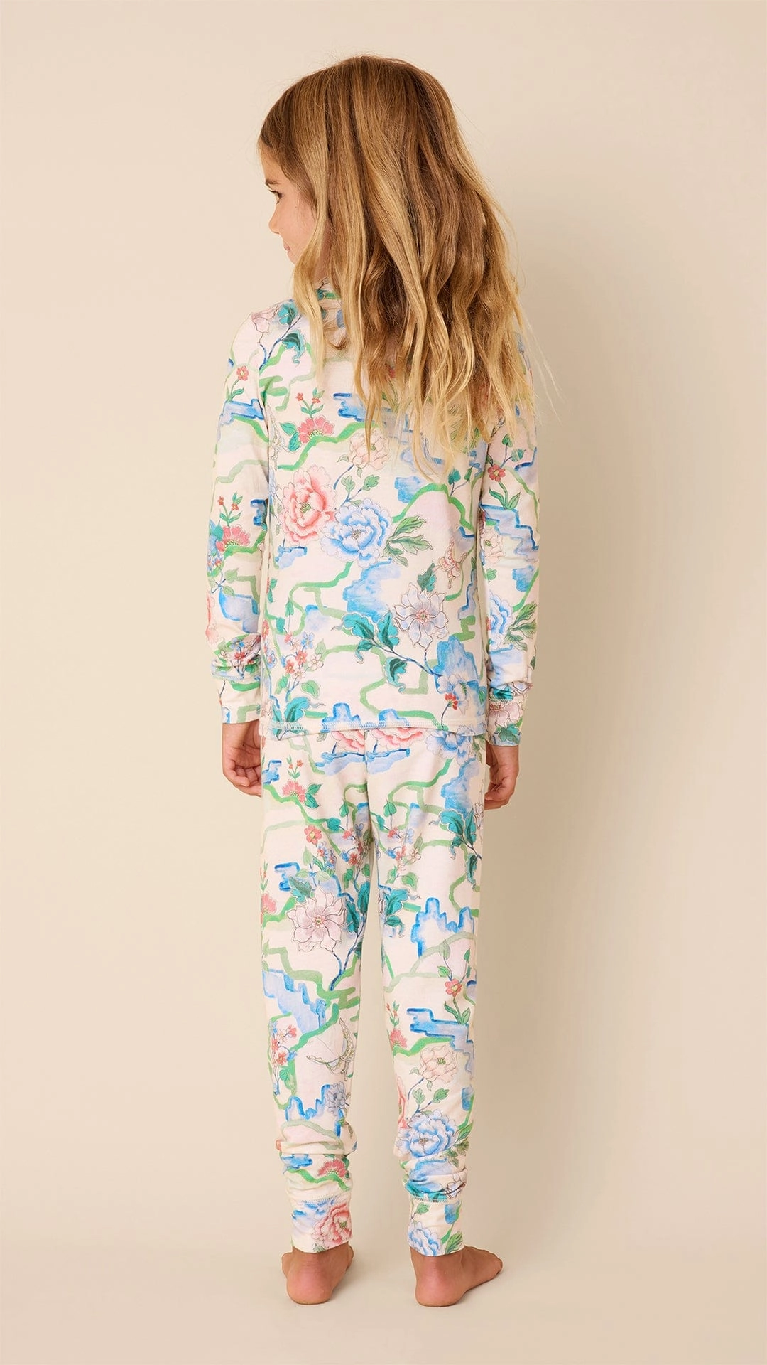 Butterfly Floral Pima Knit Kids Pajama