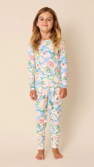 Butterfly Floral Pima Knit Kids Pajama