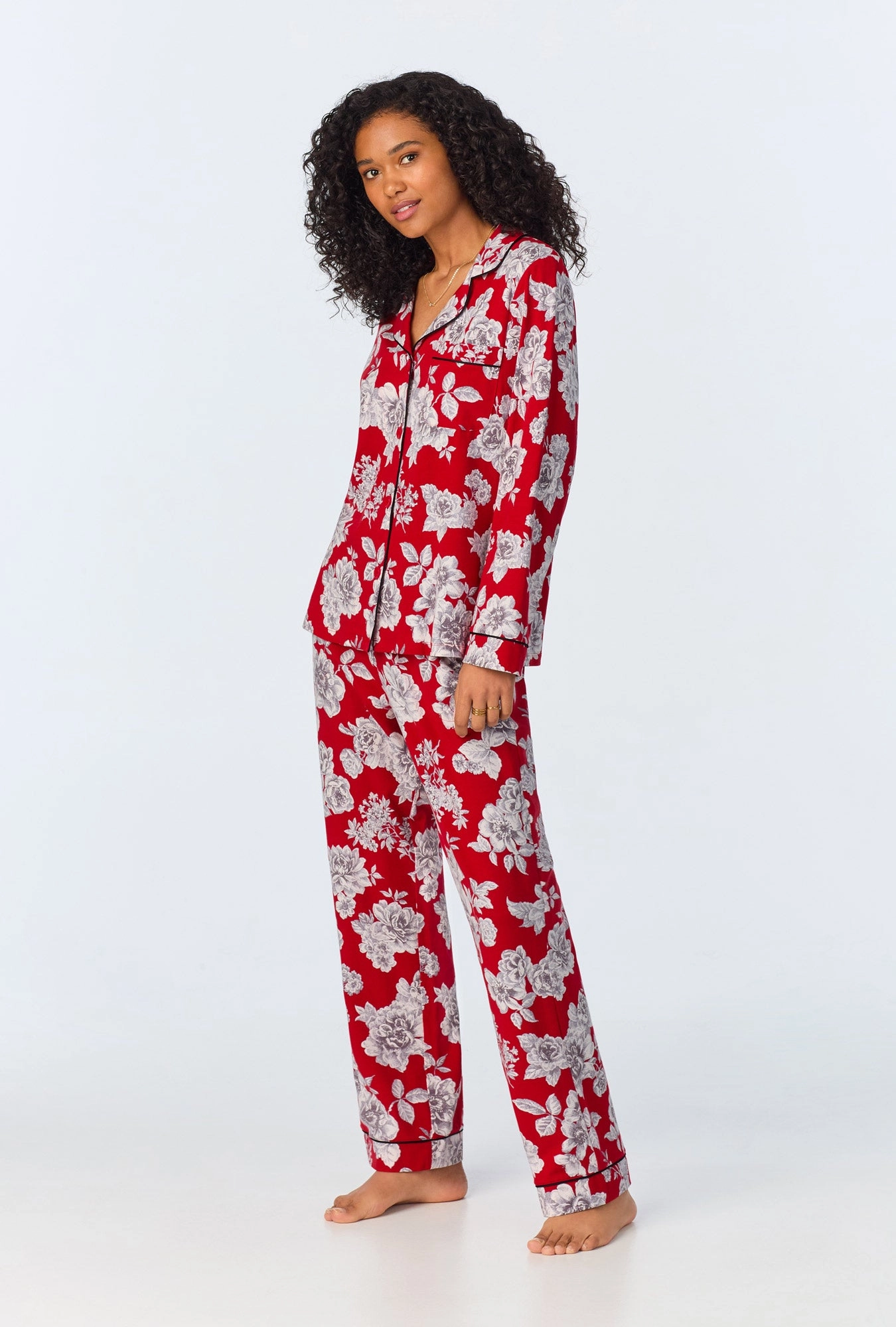 Camellias Long Sleeve Classic Stretch Jersey PJ Set