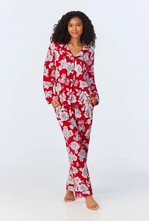Camellias Long Sleeve Classic Stretch Jersey PJ Set