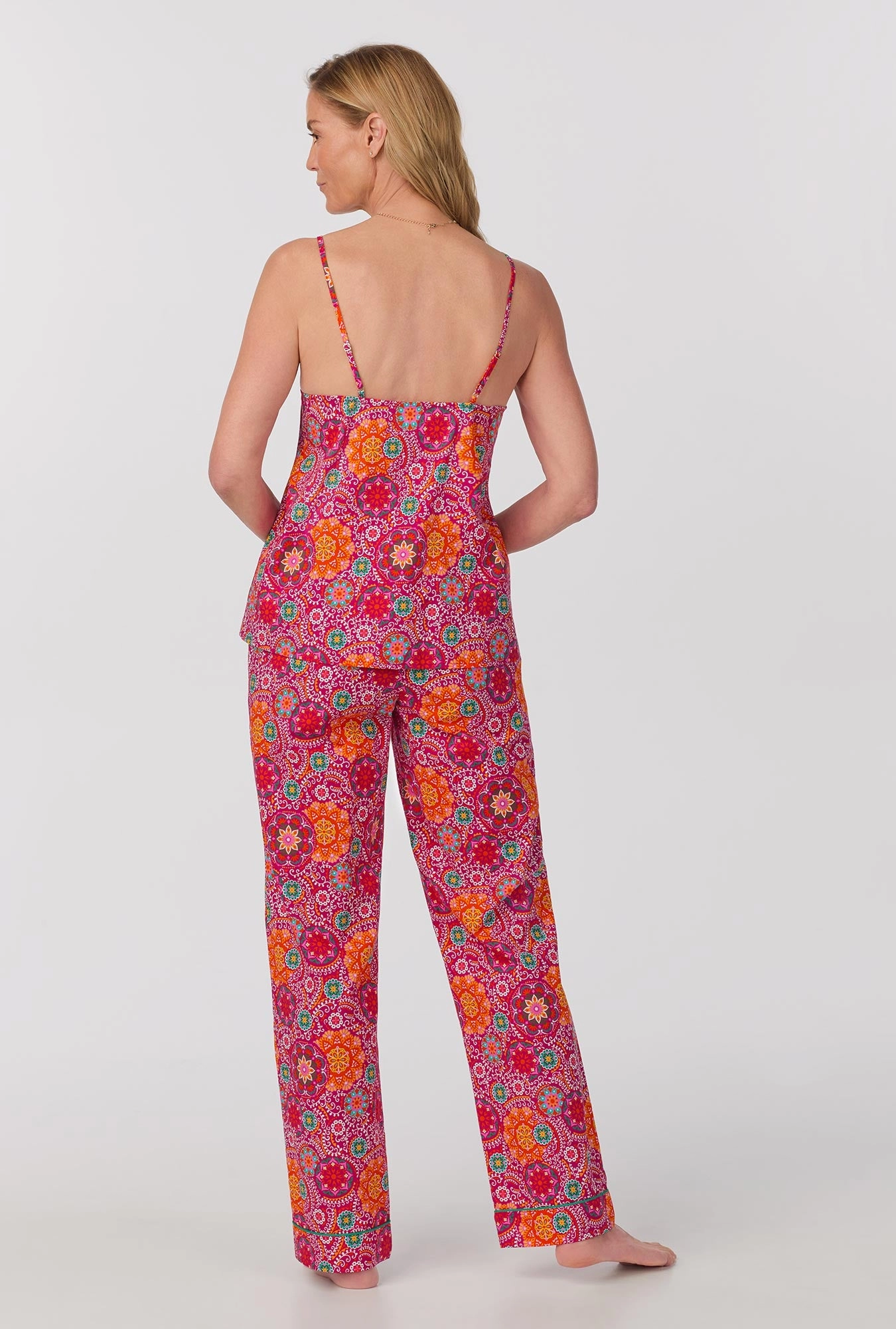 Casablanca Cami Tank Woven Cotton Poplin Long PJ Set