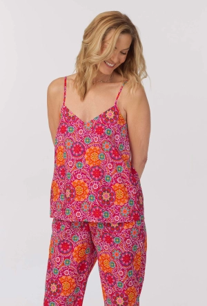 Casablanca Cami Tank Woven Cotton Poplin Long PJ Set