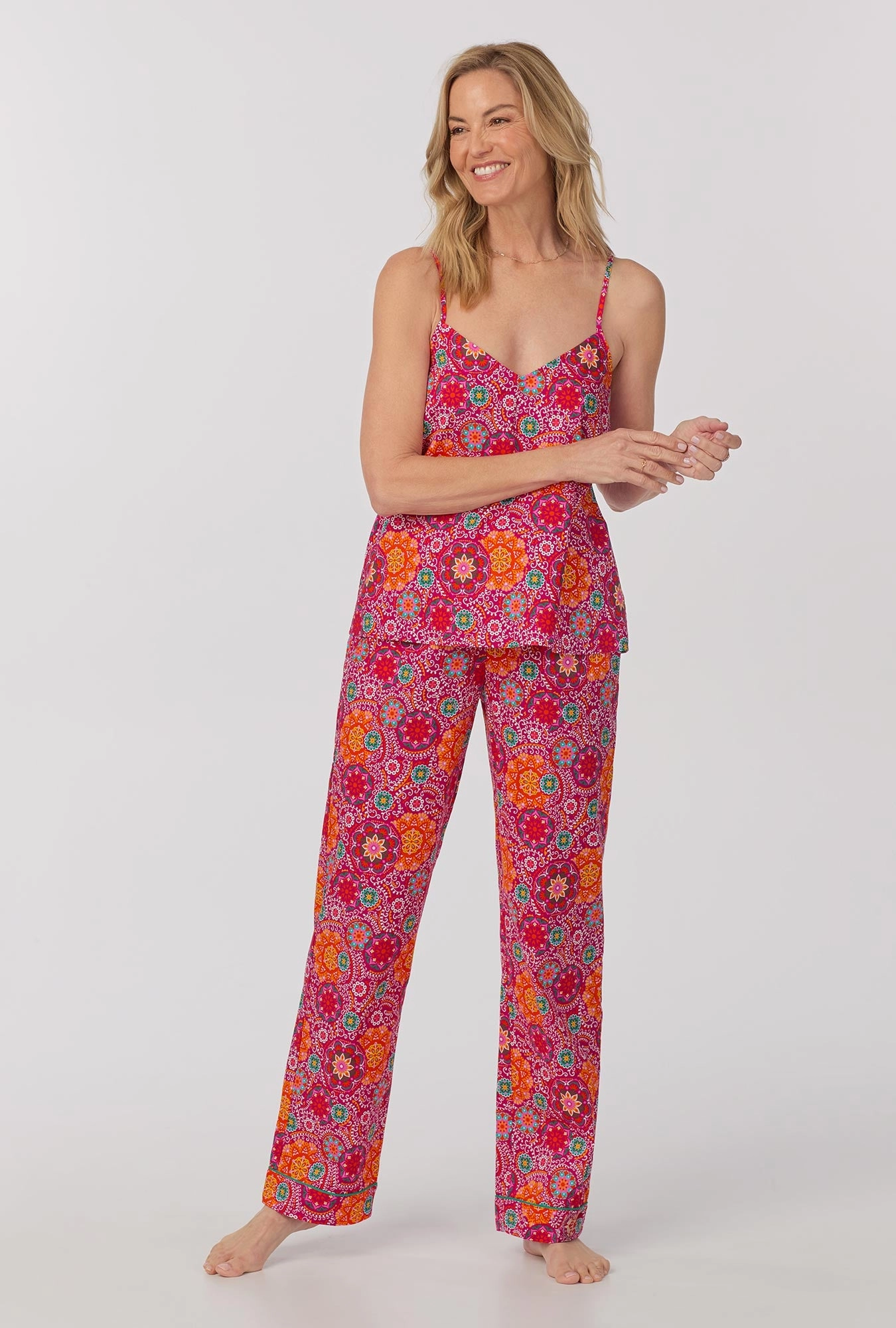 Casablanca Cami Tank Woven Cotton Poplin Long PJ Set