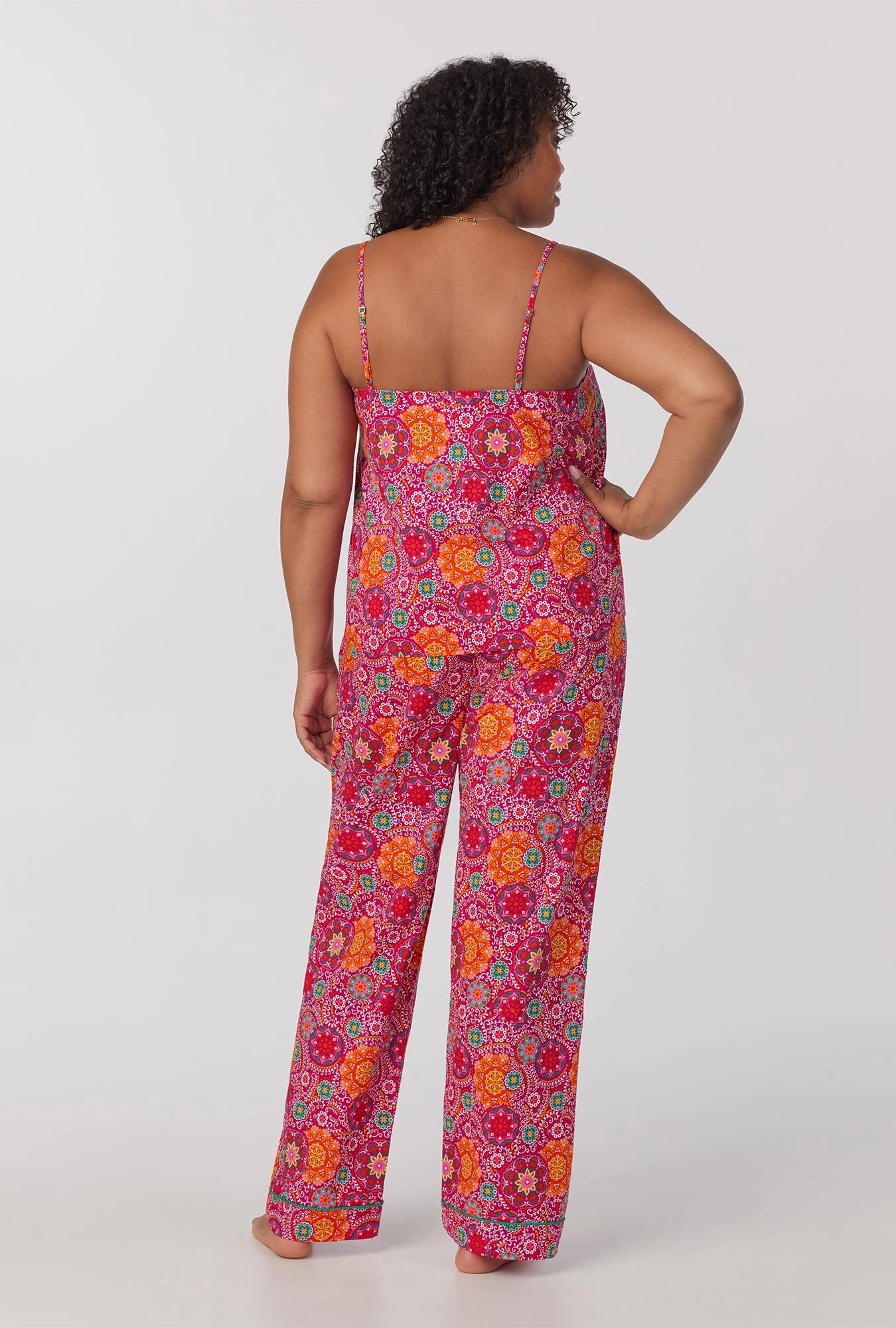 Casablanca Cami Tank Woven Cotton Poplin Long PJ Set