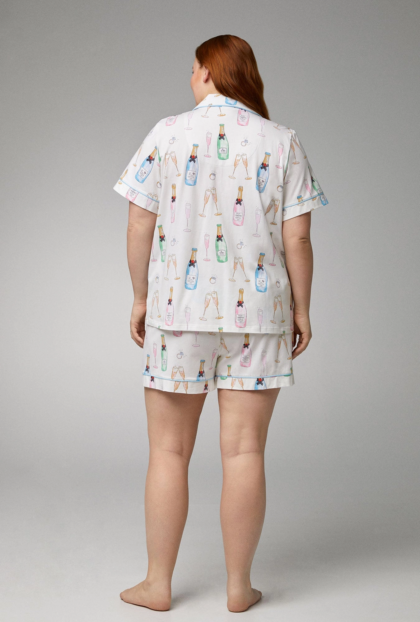 Champagne Wedding Short Sleeve Classic Shorty Stretch Jersey PJ Set