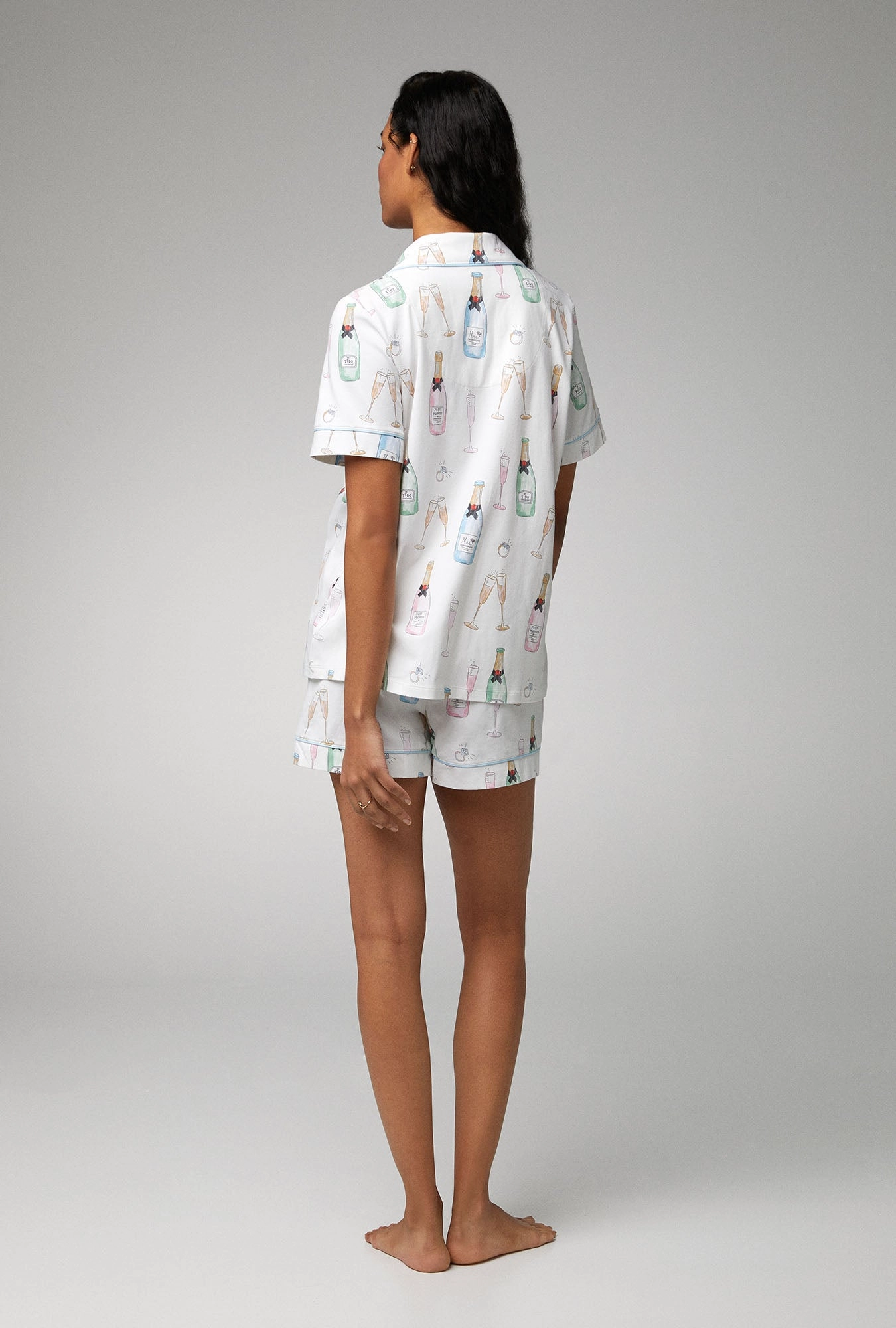 Champagne Wedding Short Sleeve Classic Shorty Stretch Jersey PJ Set