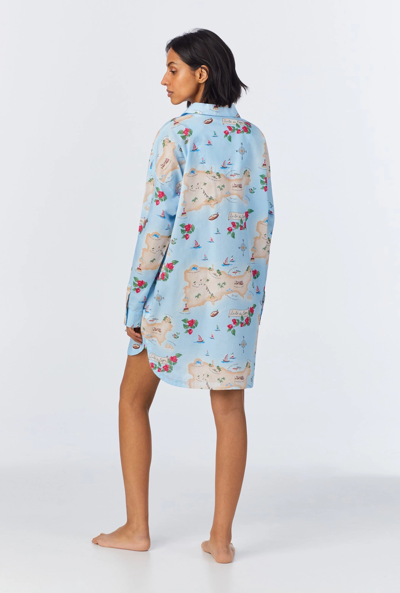 Ciao Capri High Low Woven Cotton Poplin Boyfriend Shirt