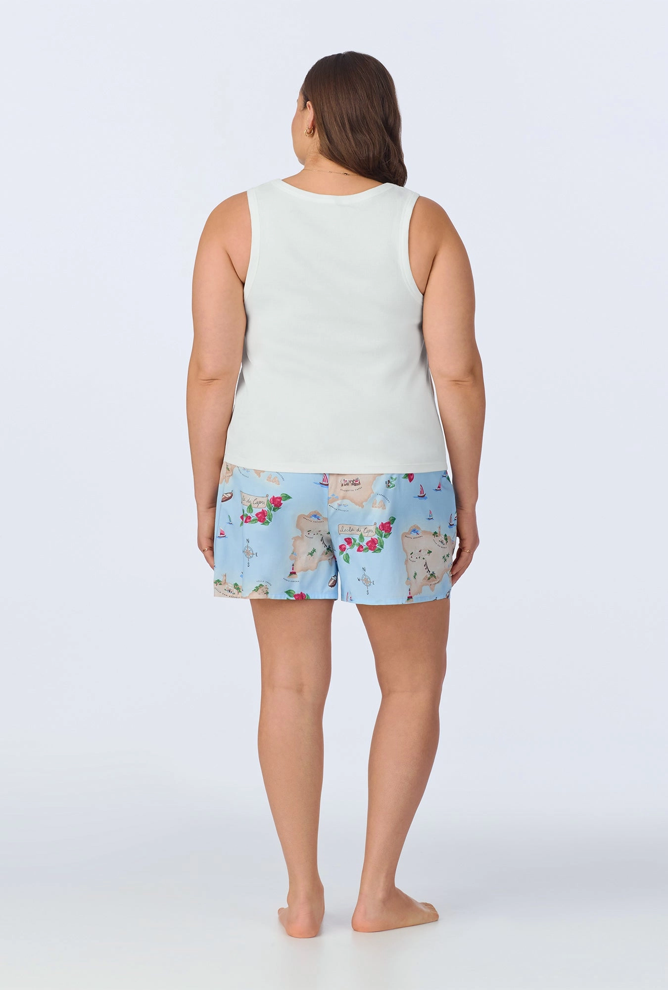 Ciao Capri Knit Tank Woven Cotton Poplin Boxer PJ Set