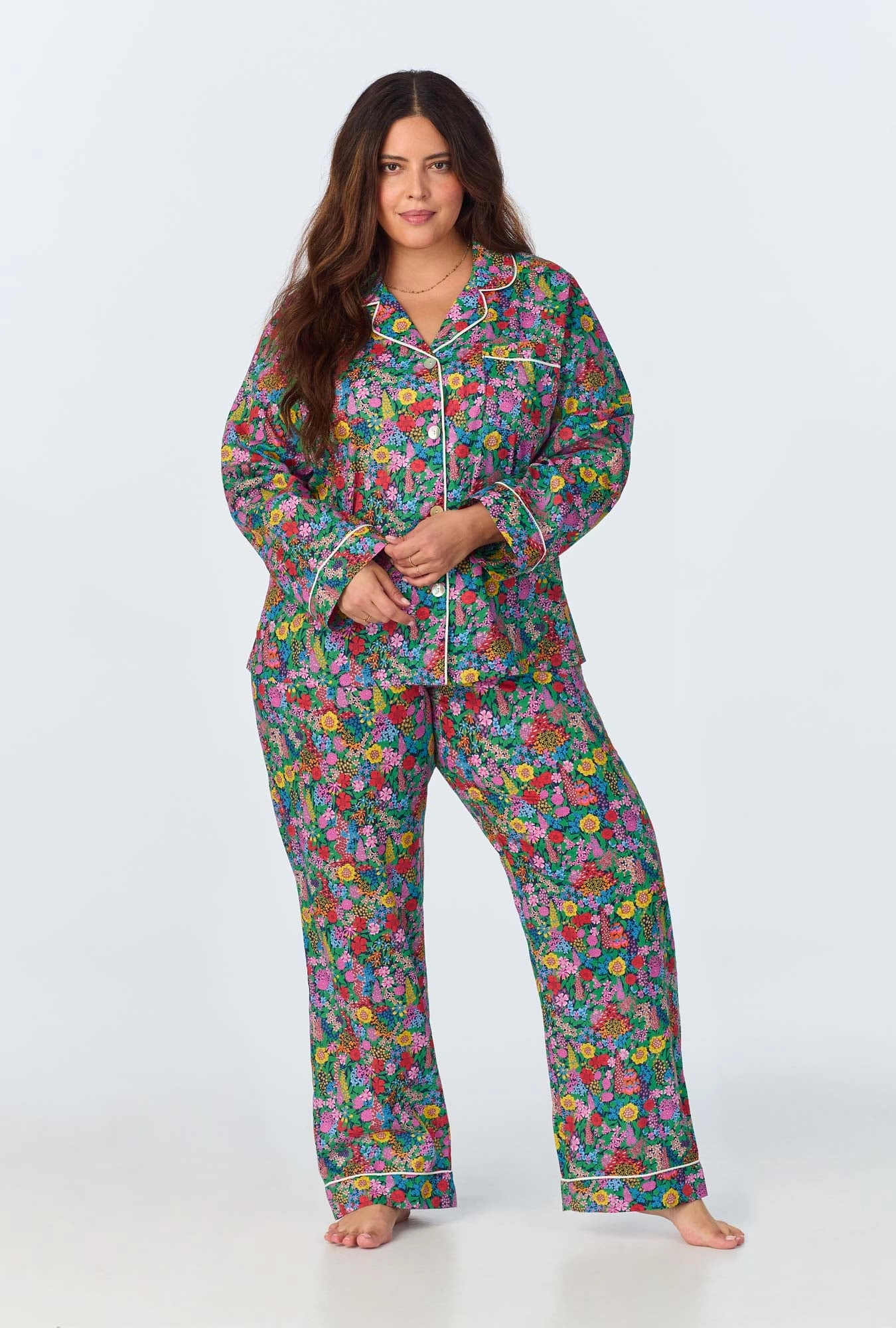 Ciara May Long Sleeve Classic Woven Cotton Tana Lawn Long PJ Set Made with Liberty Fabrics