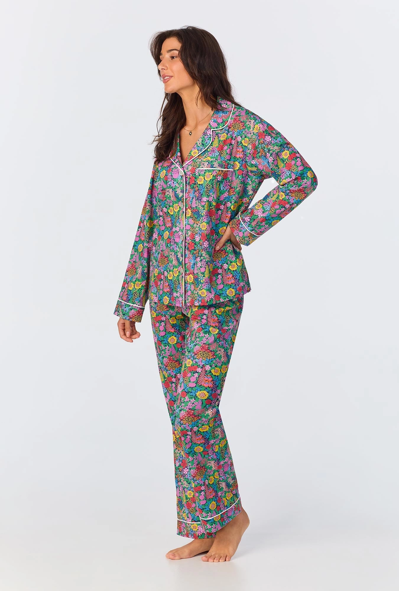 Ciara May Long Sleeve Classic Woven Cotton Tana Lawn Long PJ Set Made with Liberty Fabrics