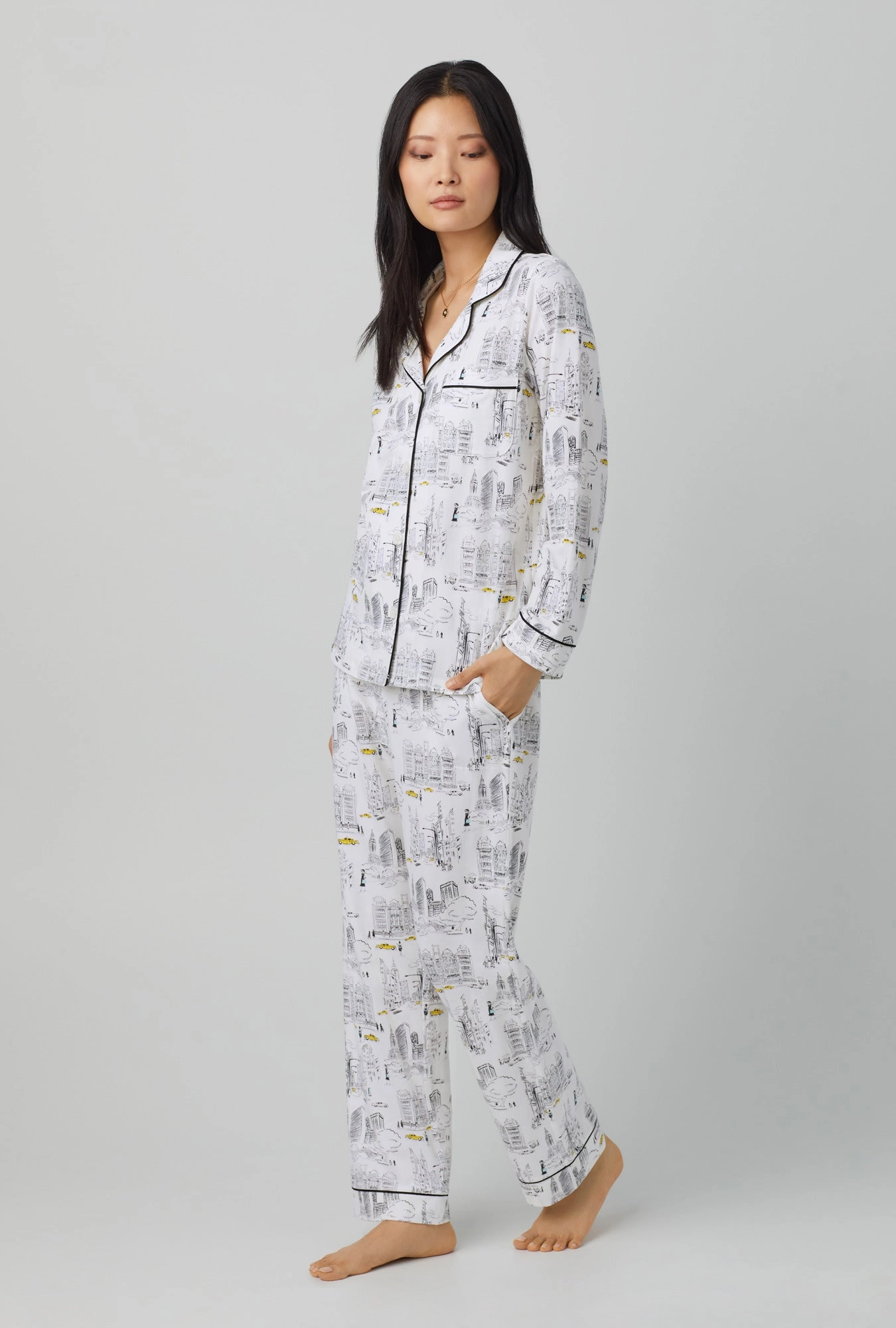 City That Never Sleeps Long Sleeve Classic Stretch Jersey PJ Set
