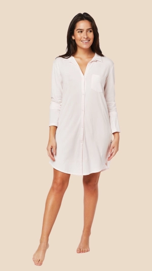 Classic Pima Knit Night Shirt - Powder Pink