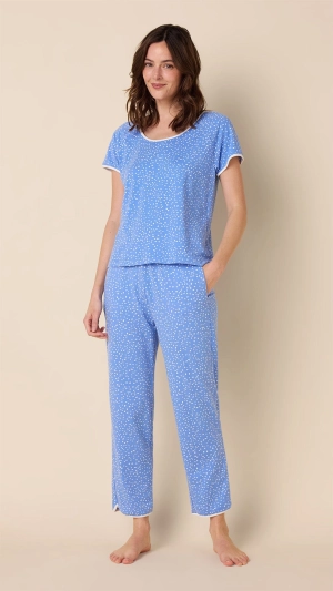 Confetti Dot Pima Knit Short-Sleeved Simple Set - Provence