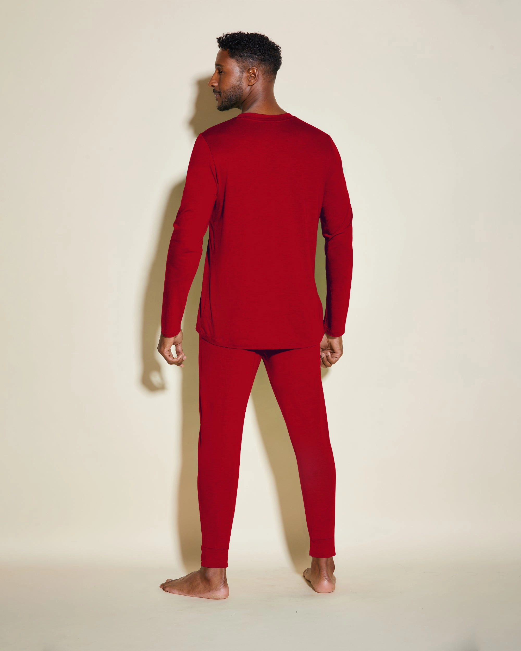 Conjunto De Pijama Para Hombre Con Camiseta Henley Y Pantalones Joggers