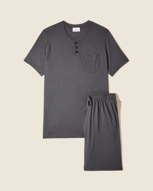Ensemble Pyjama Haut À Col Rond Et Short Pour Hommes