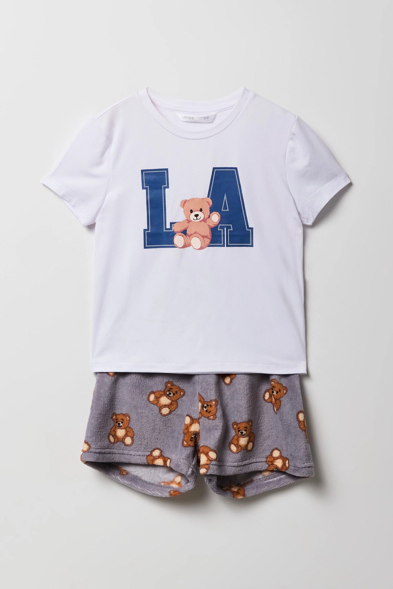 Ensemble pyjama avec t-shirt imprimé et short en peluche pour fille