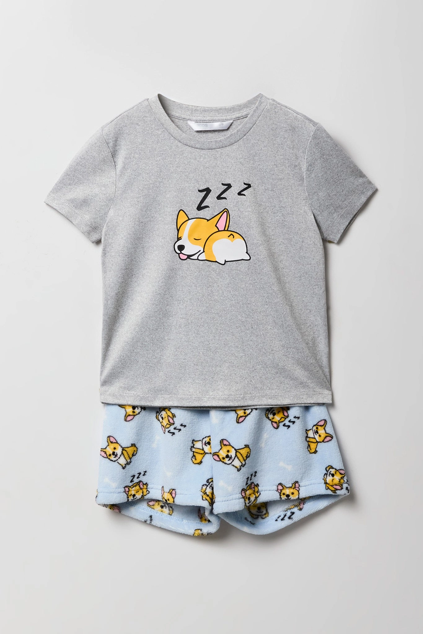 Ensemble pyjama avec t-shirt imprimé et short en peluche pour fille