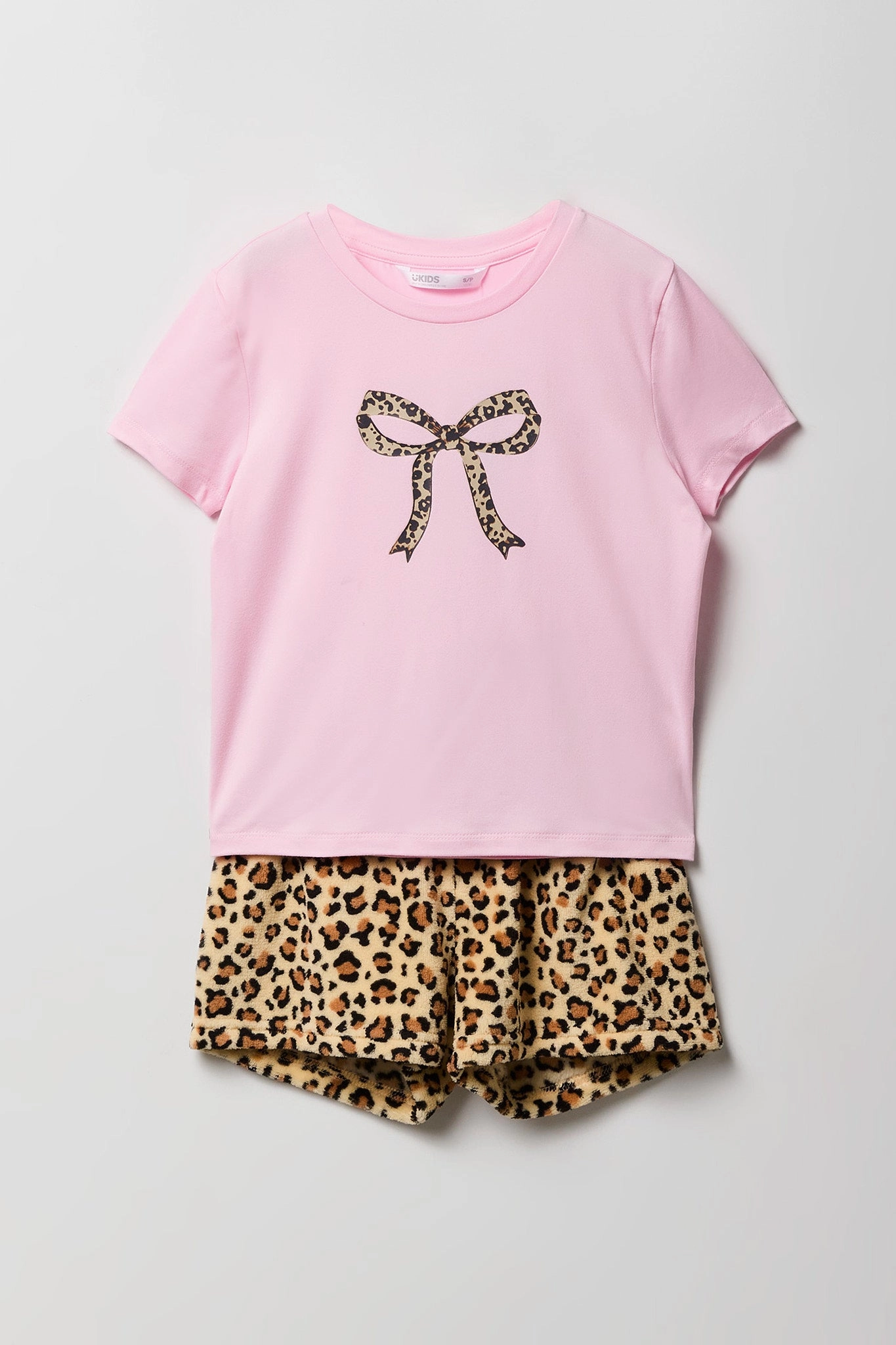 Ensemble pyjama avec t-shirt imprimé et short en peluche pour fille