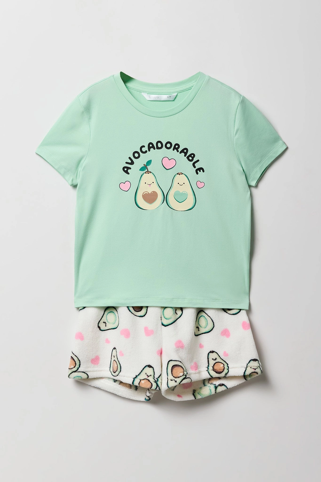 Ensemble pyjama avec t-shirt imprimé et short en peluche pour fille