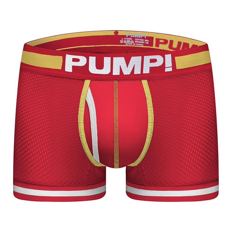 Explosion style mesh boxer briefs men's cotton PUMP boxer briefs