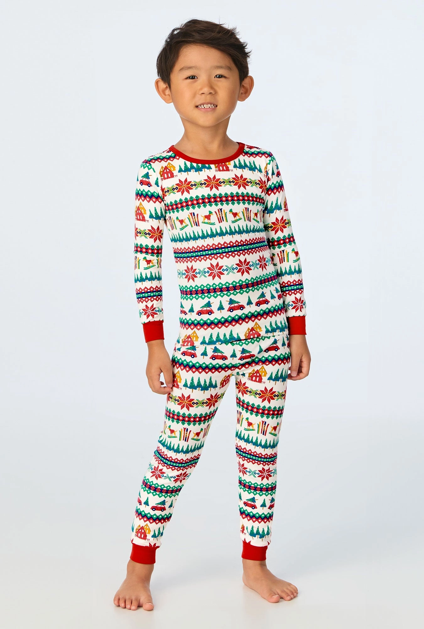 Festive Fairisle Long Sleeve Stretch Jersey Kids PJ Set