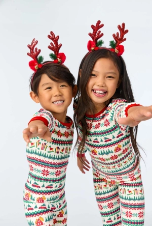 Festive Fairisle Long Sleeve Stretch Jersey Kids PJ Set