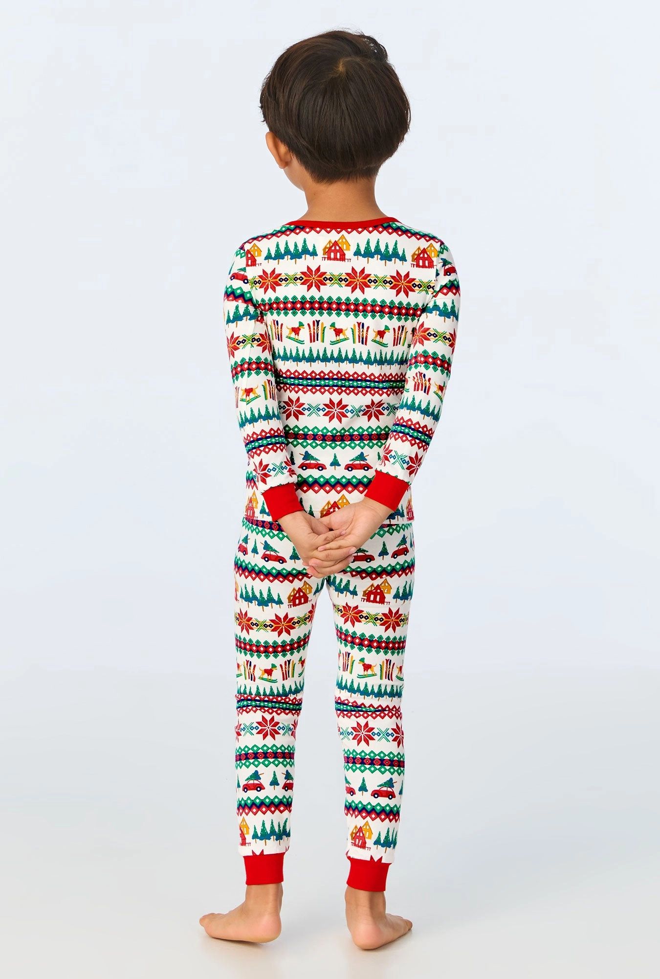 Festive Fairisle Long Sleeve Stretch Jersey Kids PJ Set