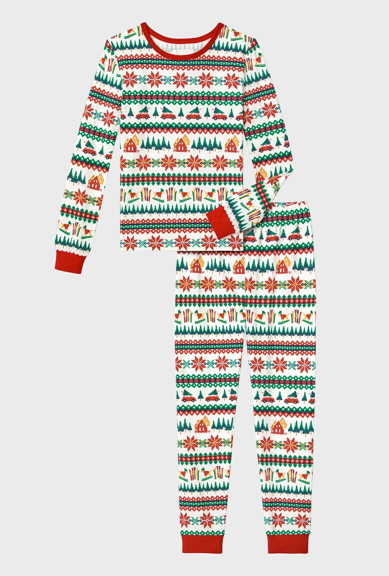 Festive Fairisle Long Sleeve Stretch Jersey Kids PJ Set