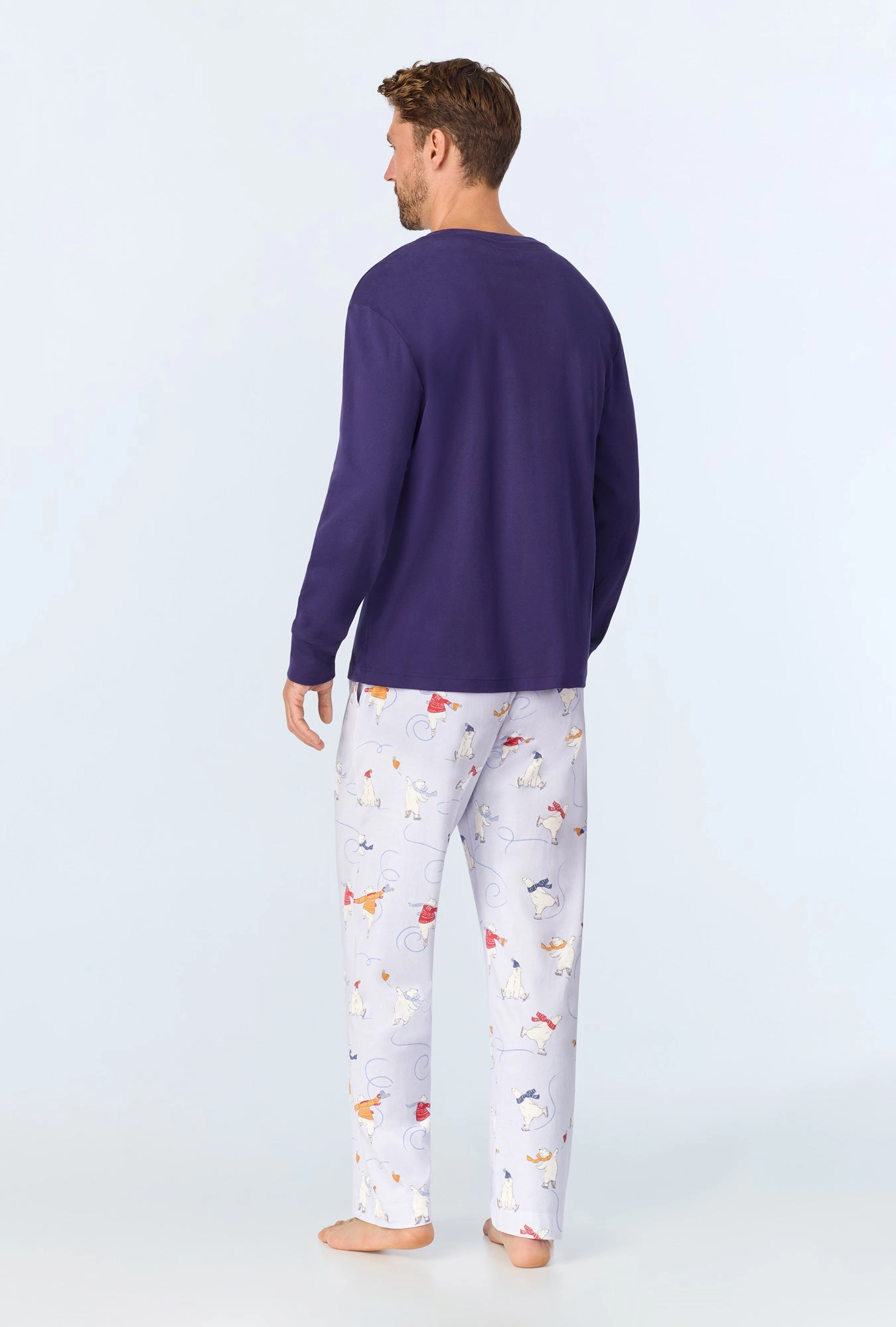 Free Skate Men's Long Sleeve Henley Stretch Jersey PJ Set