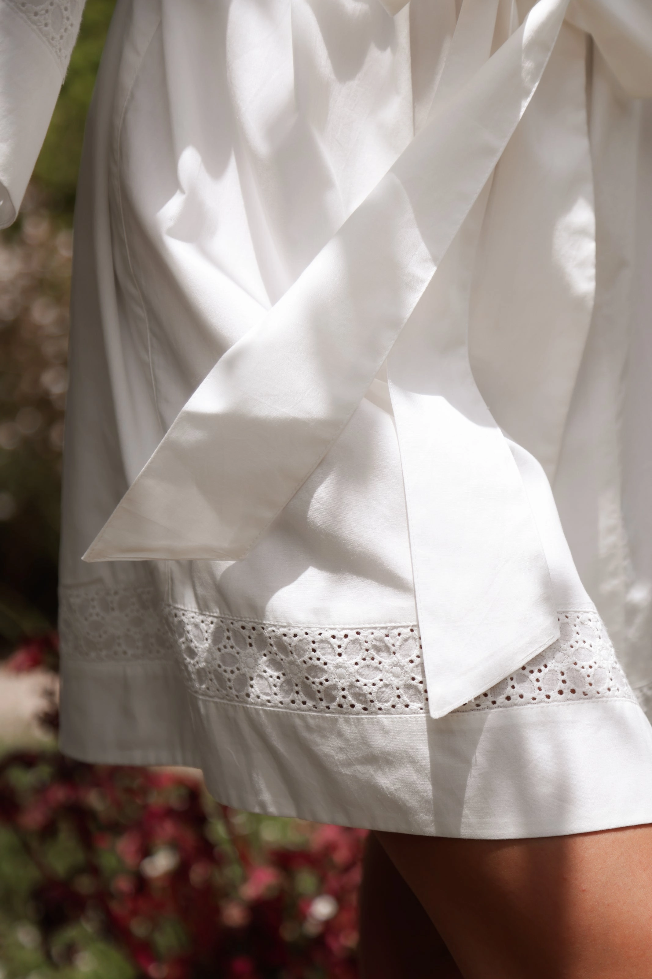 Giselle Bridal Robe - Cotton Modal Off White   Insert Trim