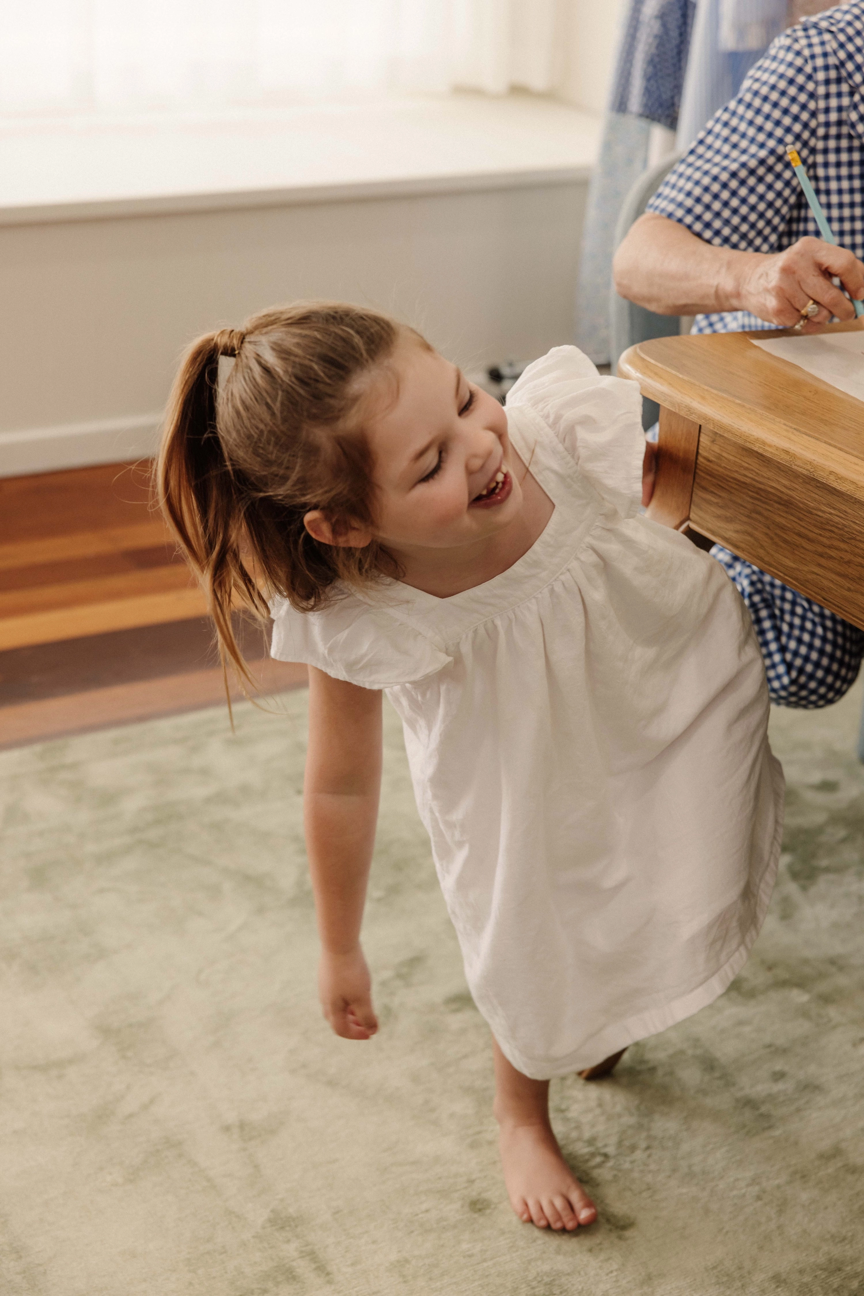 Harriet Lounge Dress - White Washed Cotton