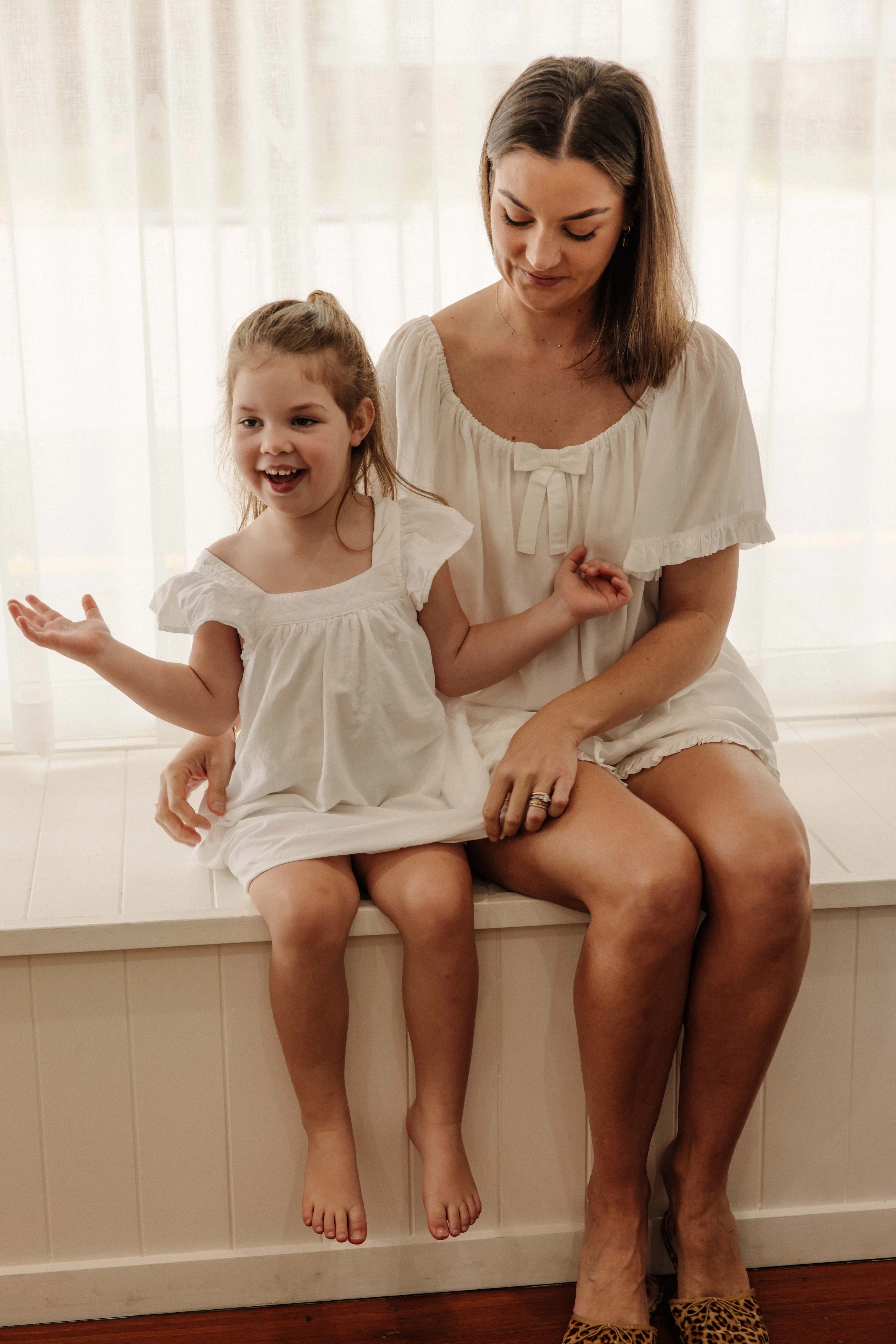 Harriet Lounge Dress - White Washed Cotton